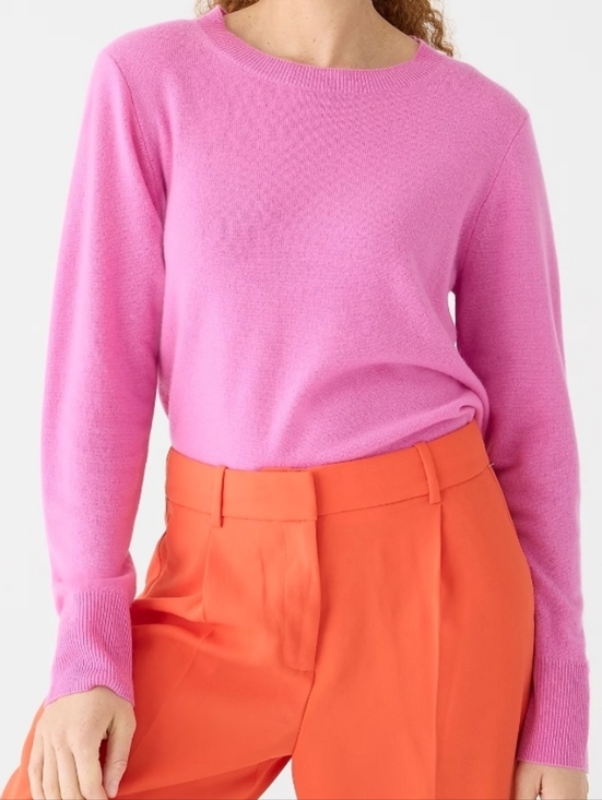 J. Crew Sweaters - J Crew Merino Wool Bright Pink Crewneck Sweater Xxs